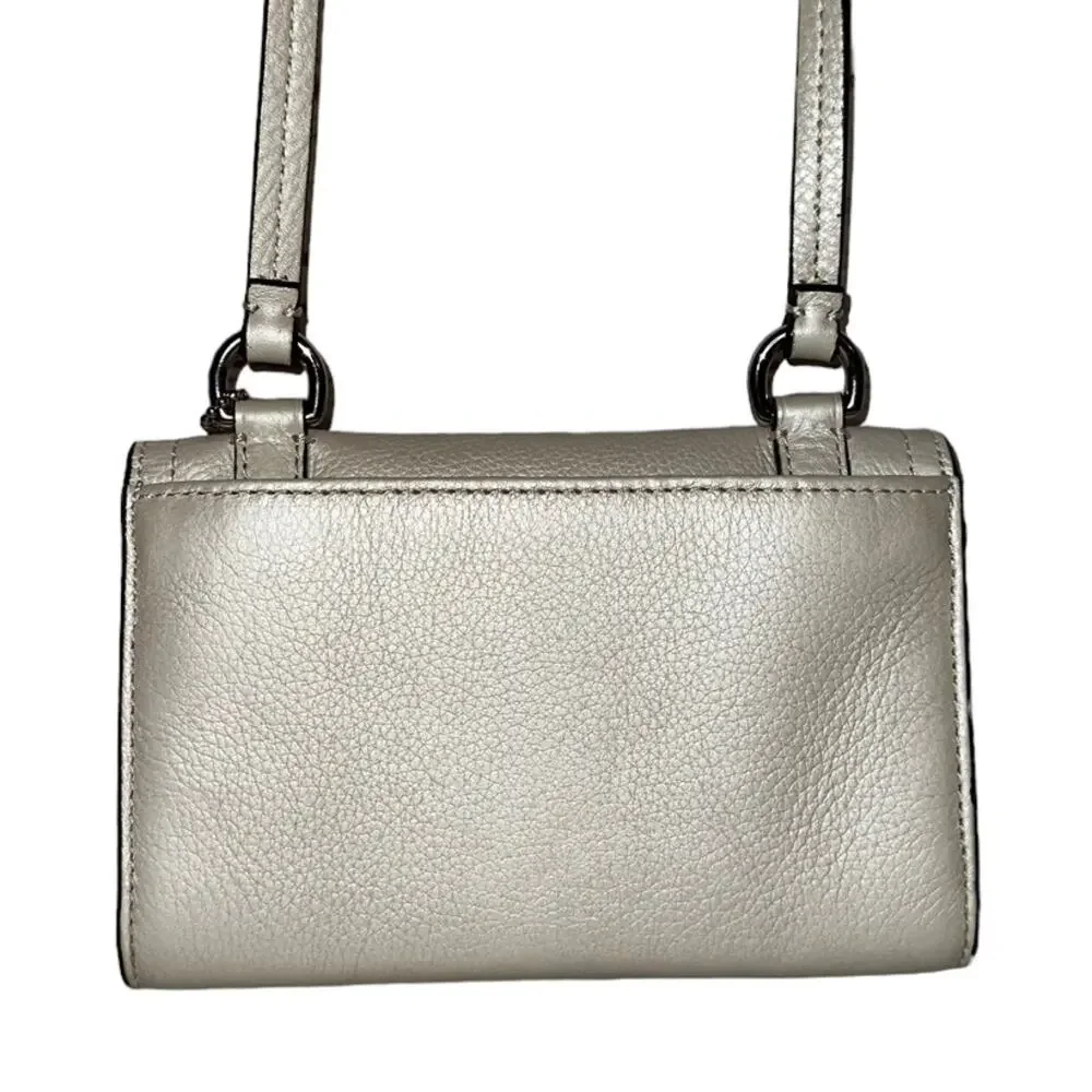 Coach Pearl Cream Metallic Crossbody Wallet Convertible Leather Crossbody Purse - Picture 9 of 14
